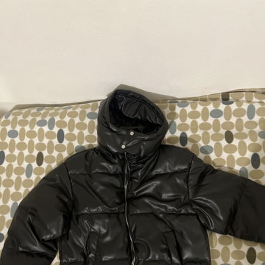 Leather puffer jacket