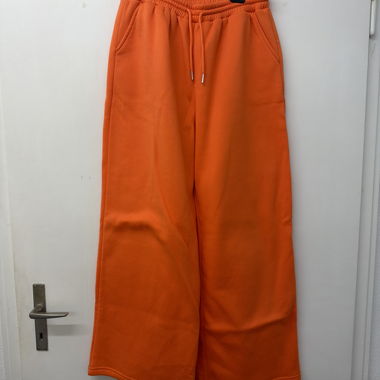 Orange Wide-Leg Sweat Shorts