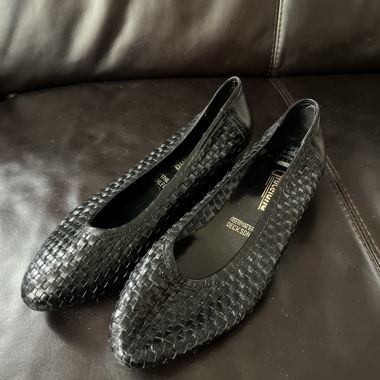 Vintage black leather woven flats EU 39