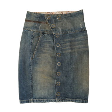 Liu Jo Y2K High-Waisted Denim-Midi-Rock mit Ösen