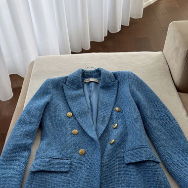 Veste en tweed bleue Zara