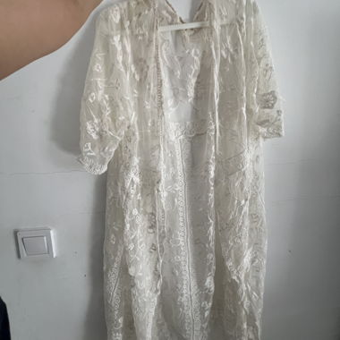 Cover-up Kimono in pizzo e mesh