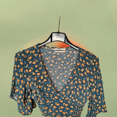 Crop top flowy vert à fleurs