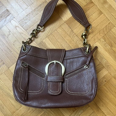Mini leather bag with belt buckle