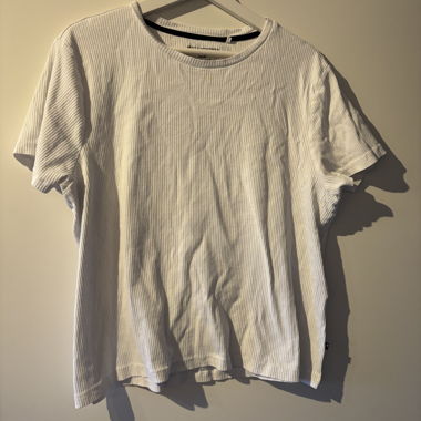 Weisses Ribbed T-Shirt XXL