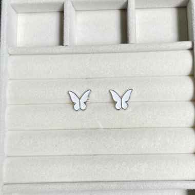 Silvery Color Butterfly White Earrings 
