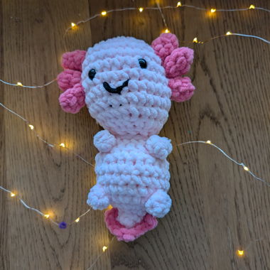 Handmade crochet plushie axolotl