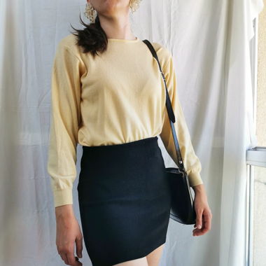 Pull-over en laine vintage jaune pastel