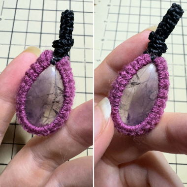 Makramee Kettenanhänger mit Amethyst Edelstein