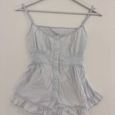 Haut bleu babydoll avec boutons