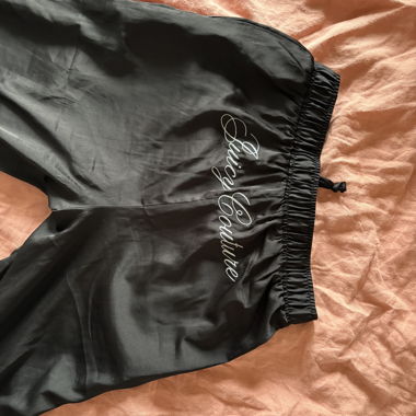 Black satin lounge pants
