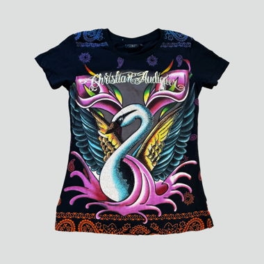Vintage Y2K "Swan" t-shirt by Christian Audigier