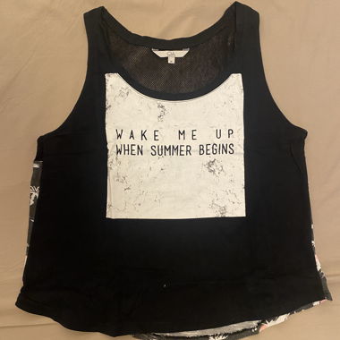 Black Tank Top with Print