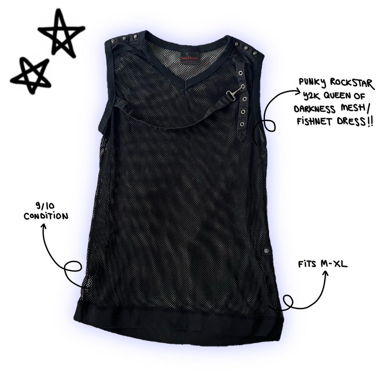 y2k/90s queen of darkness fishnet mesh dress