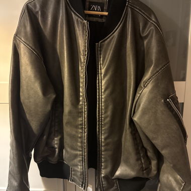 ZARA faux leather bomber jacket grey