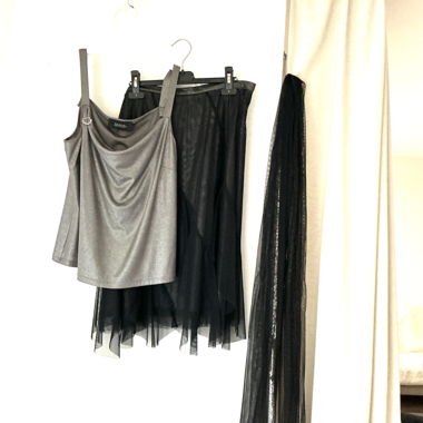 Diana Gallesi, dreiteiliger, Rock, Stola und Top