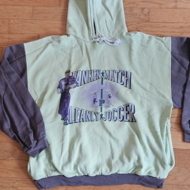 Hoodie oversize à capuche vert et gris