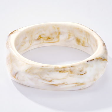 Bracciale rigido marmorizzato bianco e beige, nuovo