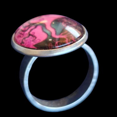 Bague cabochon rose fantaisi 