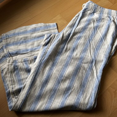 Pantalon en lin rayé