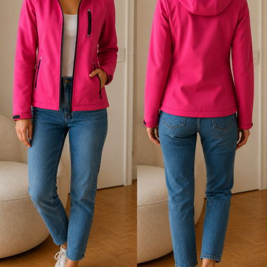 Giacca softshell rosa fucsia con cappuccio