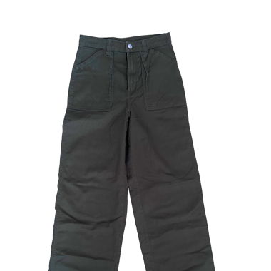 Dark green wide-leg utility-style jeans/pants