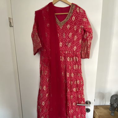 Indisches Kleid Pink mit Gold