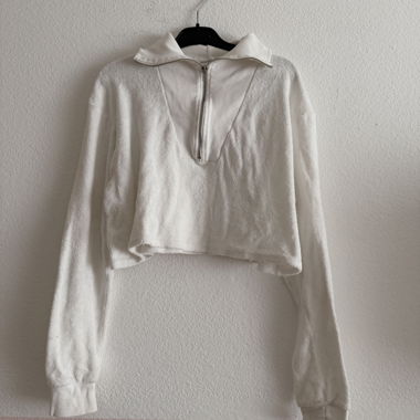 White Zip-Crop Top