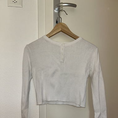 White Long Sleeve Crop Top