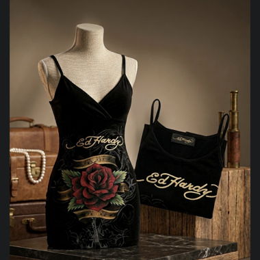 Robe noire avec motif taille unique 