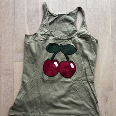 Khaki Cherry Print Tank Top