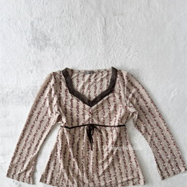 Brown Mesh Long Sleeve Top (S)