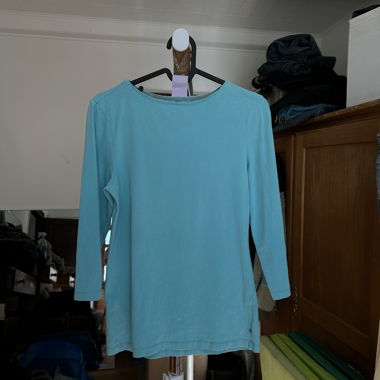 turquoise cotton boat neck top