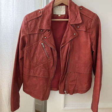 Giacca in pelle, rosso mattone, Maje