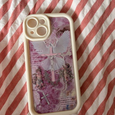 Custodia iPhone 14 religiosa rosa