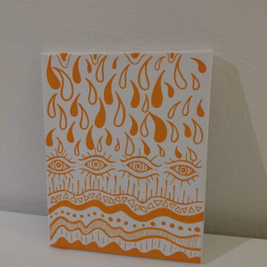 Boho abstraktes Bild auf Leinwand 20 x 25 cm
