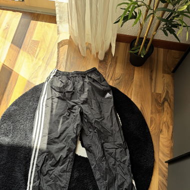 Adidas 3-Stripes Windbreaker Hose Schwarz Größe L