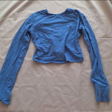 Blue long-sleeve top with back detail