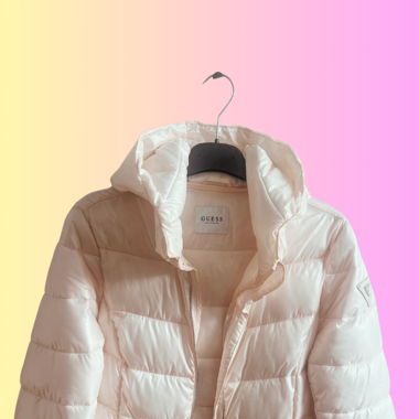Perlenweisse Daunen-/Übergangsjacke von Guess