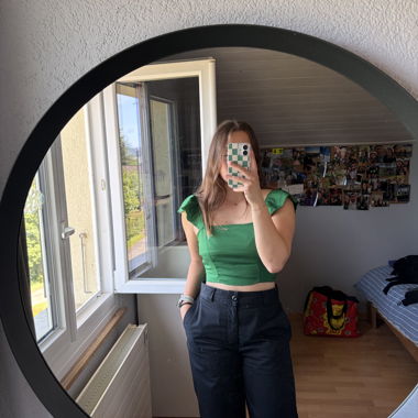 Green Ruffle Top