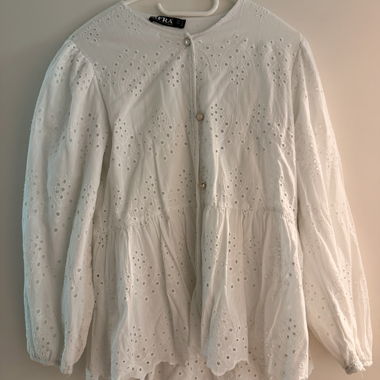 White Lace-Trim Blouse