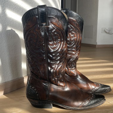 Westernstiefel Echtleder braun/schwarz Gr. 40-41