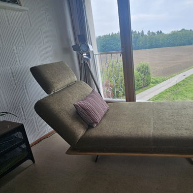 Dieter Knoll OTTOMANE in Grün, Eichefarben