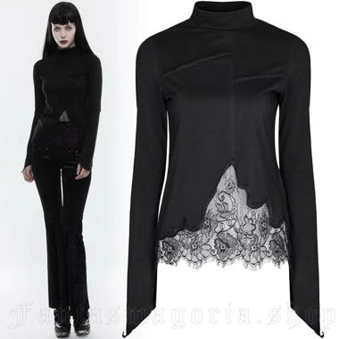 Top Nero Goth con Pizzo Punkrave