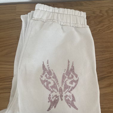 Pantaloni da jogging bianchi con farfalla