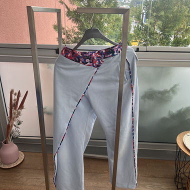 Light Blue Pants with Floral Trim