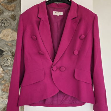 Italienisches Vintage-Set pinker Blazer und Rock