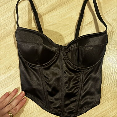 Black Satin Corset Top