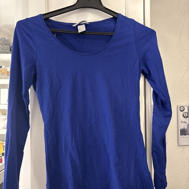 Top Basic Blu maniche lunghe