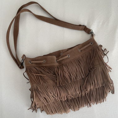 Borsa con Frange in Vera Pelle